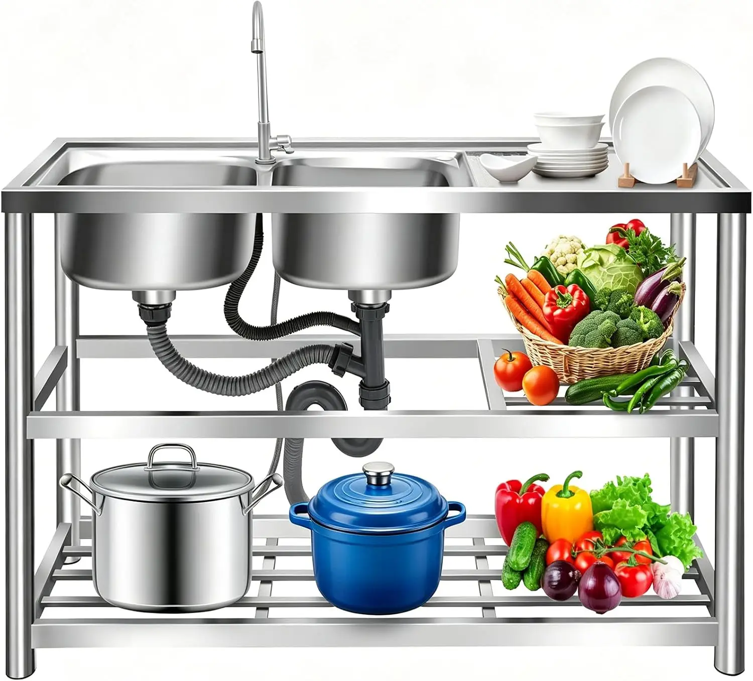 Kitchen Freestanding Prep Sink - đánh giá và giá Commercial Kitchen Worktops
